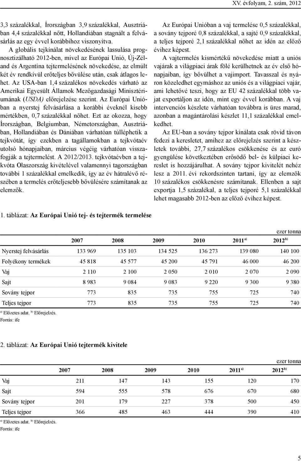 csak átlagos lehet. Az USA-ban 1,4 százalékos növekedés várható az Amerikai Egyesült Államok Mezıgazdasági Minisztériumának (USDA) elırejelzése szerint.