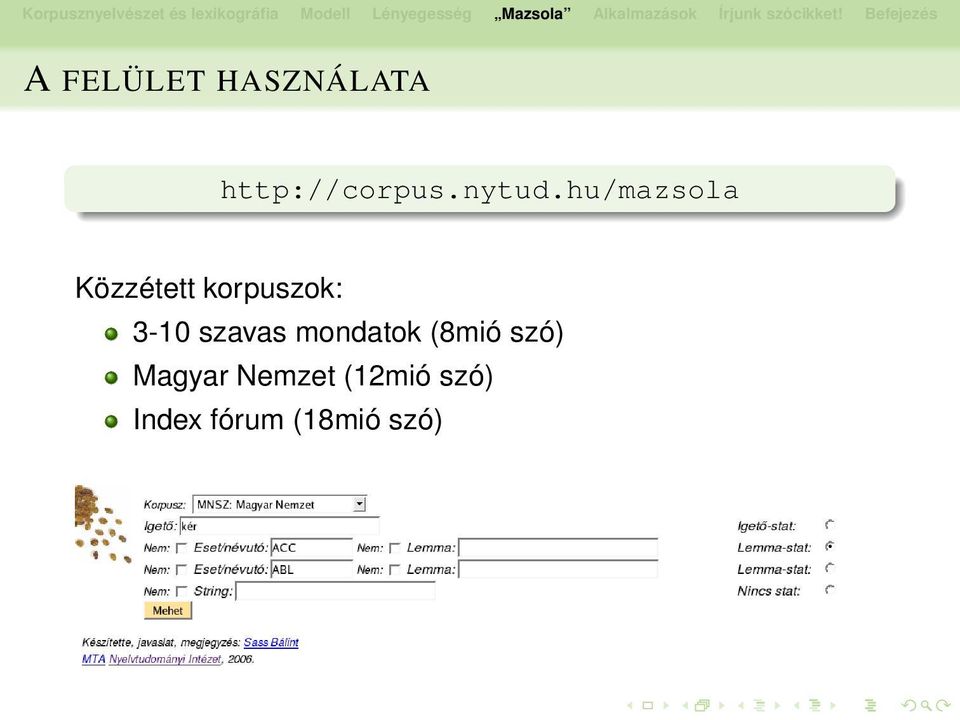 hu/mazsola Közzétett korpuszok: 3-10