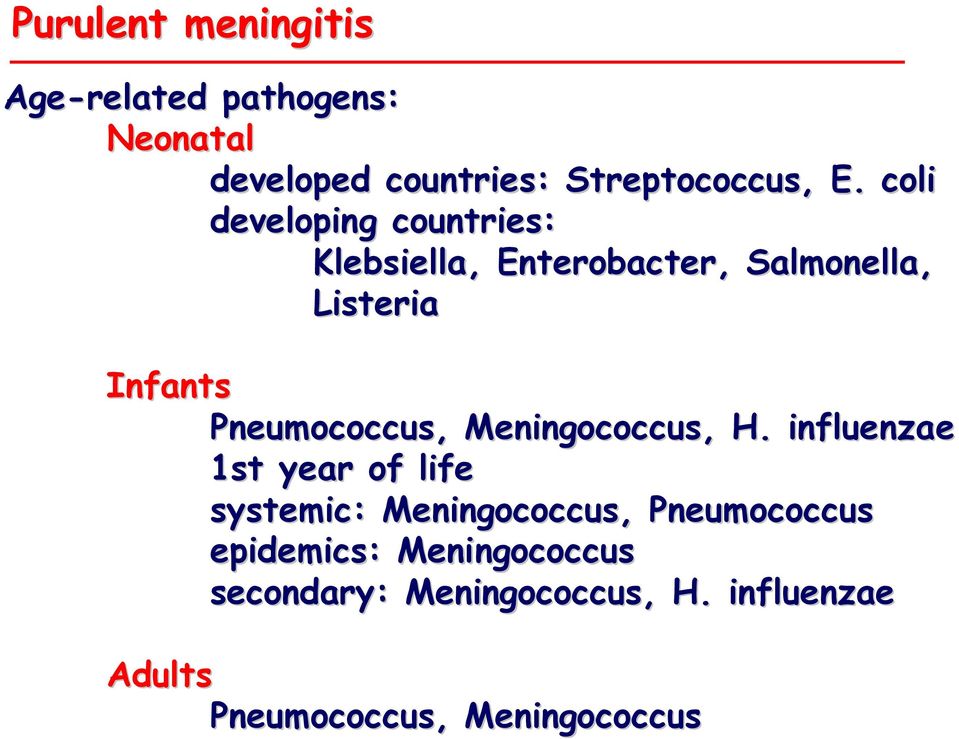 Pneumococcus, Meningococcus,, H.