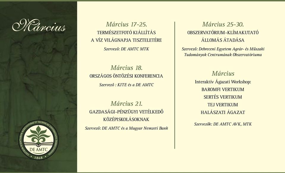 GAZDASÁGI PÉNZÜGYI VETÉLKEDŐ KÖZÉPISKOLÁSOKNAK Szervező: DE AMTC és a Magyar Nemzeti Bank Március 25-30.