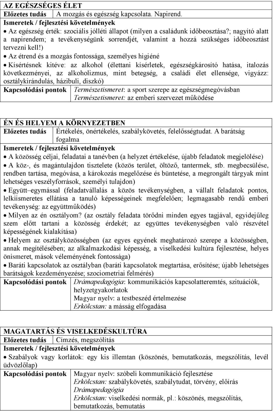 ) Az étrend és a mozgás fontossága, személyes higiéné Kísértésnek kitéve: az alkohol (élettani kísérletek, egészségkárosító hatása, italozás következményei, az alkoholizmus, mint betegség, a családi