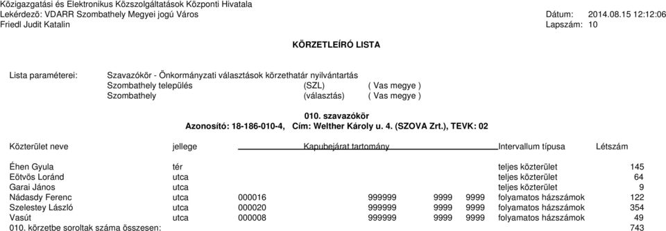 közterület 9 Nádasdy Ferenc utca 000016 999999 9999 9999 folyamatos házszámok 122 Szelestey László utca 000020 999999