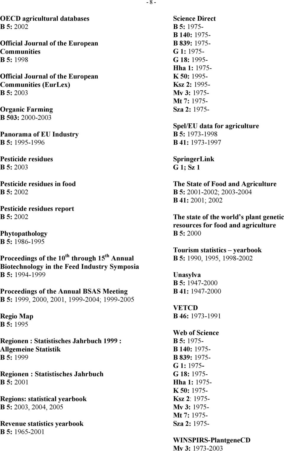 the Feed Industry Symposia B 5: 1994-1999 Proceedings of the Annual BSAS Meeting, 2000, 2001, 1999-2004; 1999-2005 Regio Map B 5: 1995 Regionen : Statistisches Jahrbuch 1999 : Allgemeine Statistik