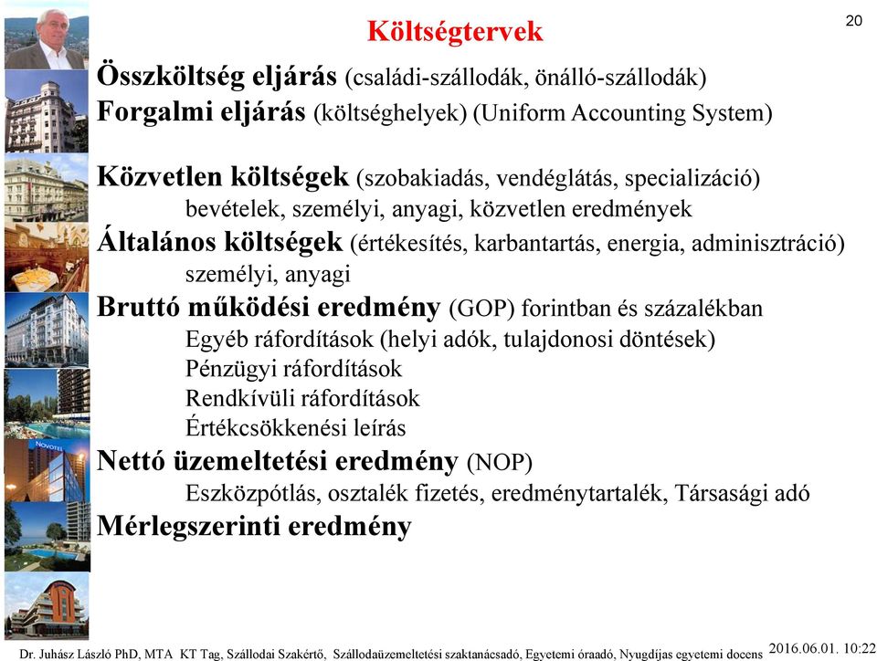 adminisztráció) személyi, anyagi Bruttó működési eredmény (GOP) forintban és százalékban Egyéb ráfordítások (helyi adók, tulajdonosi döntések) Pénzügyi