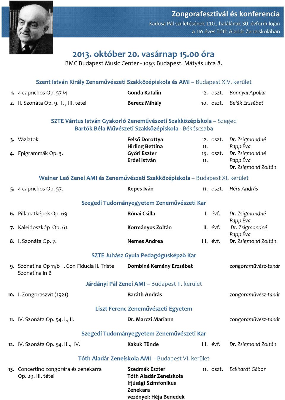 Vázlatok Felső Dorottya Hirling Bettina 4. Epigrammák Op. 3. Győri Eszter Erdei István 12. oszt. Dr. Zsigmondné 11. Papp Éva 13. oszt. Dr. Zsigmondné 11. Papp Éva Dr.