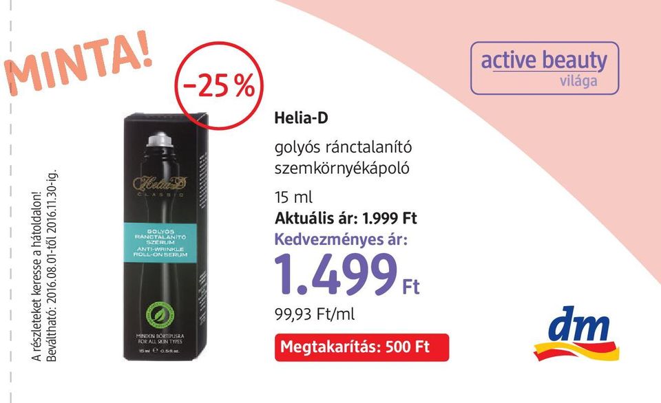 Helia-D golyós ránctalanító szemkörnyékápoló 15 ml