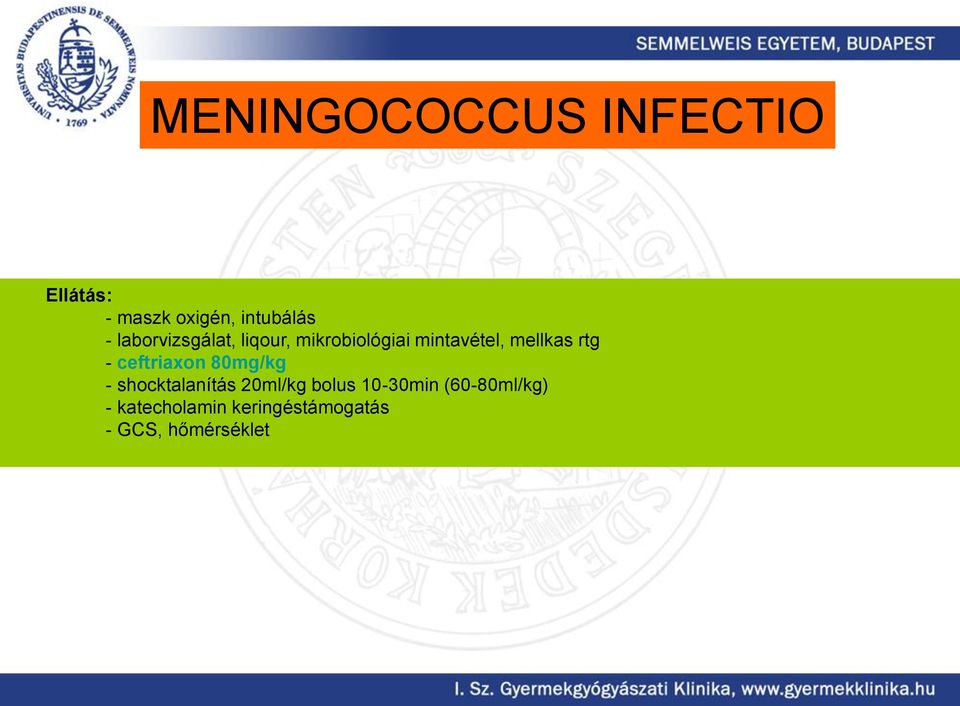 rtg - ceftriaxon 80mg/kg - shocktalanítás 20ml/kg bolus