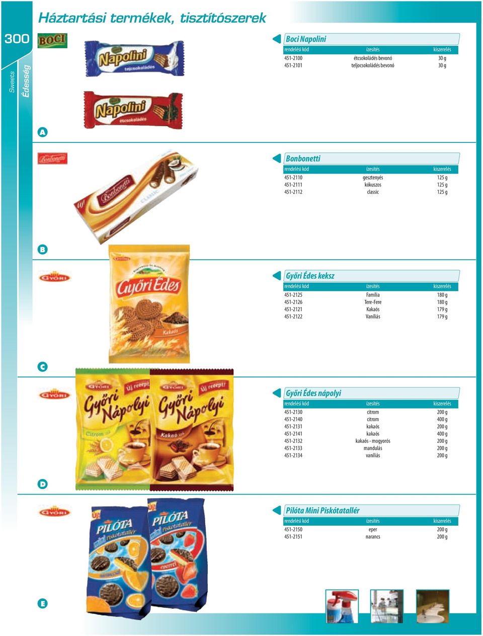 Tere-Fere Kakaós Vaníliás 180 g 180 g 179 g 179 g Győri Édes nápolyi 451-2130 451-2140 451-2131 451-2141 451-2132 451-2133