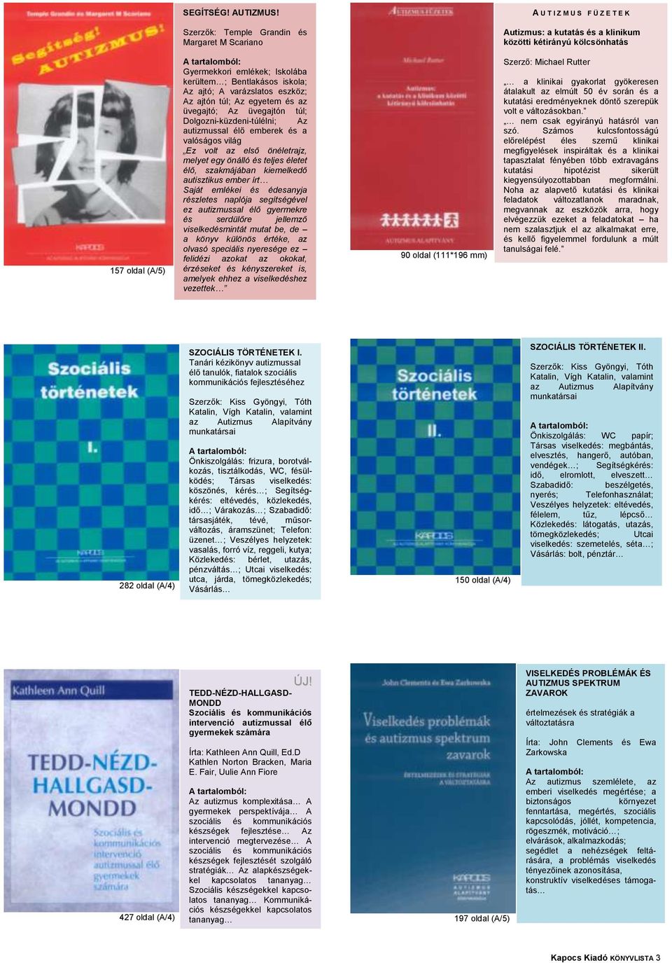 varázslatos eszköz; Az ajtón túl; Az egyetem és az üvegajtó; Az üvegajtón túl; Dolgozni-küzdeni-túlélni; Az autizmussal élő emberek és a valóságos világ Ez volt az első önéletrajz, melyet egy önálló