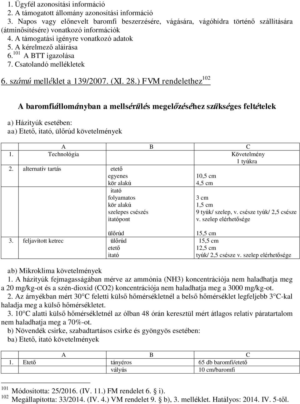 101 A BTT igazolása 7. Csatolandó mellékletek 6. számú melléklet a 139/2007. (XI. 28.