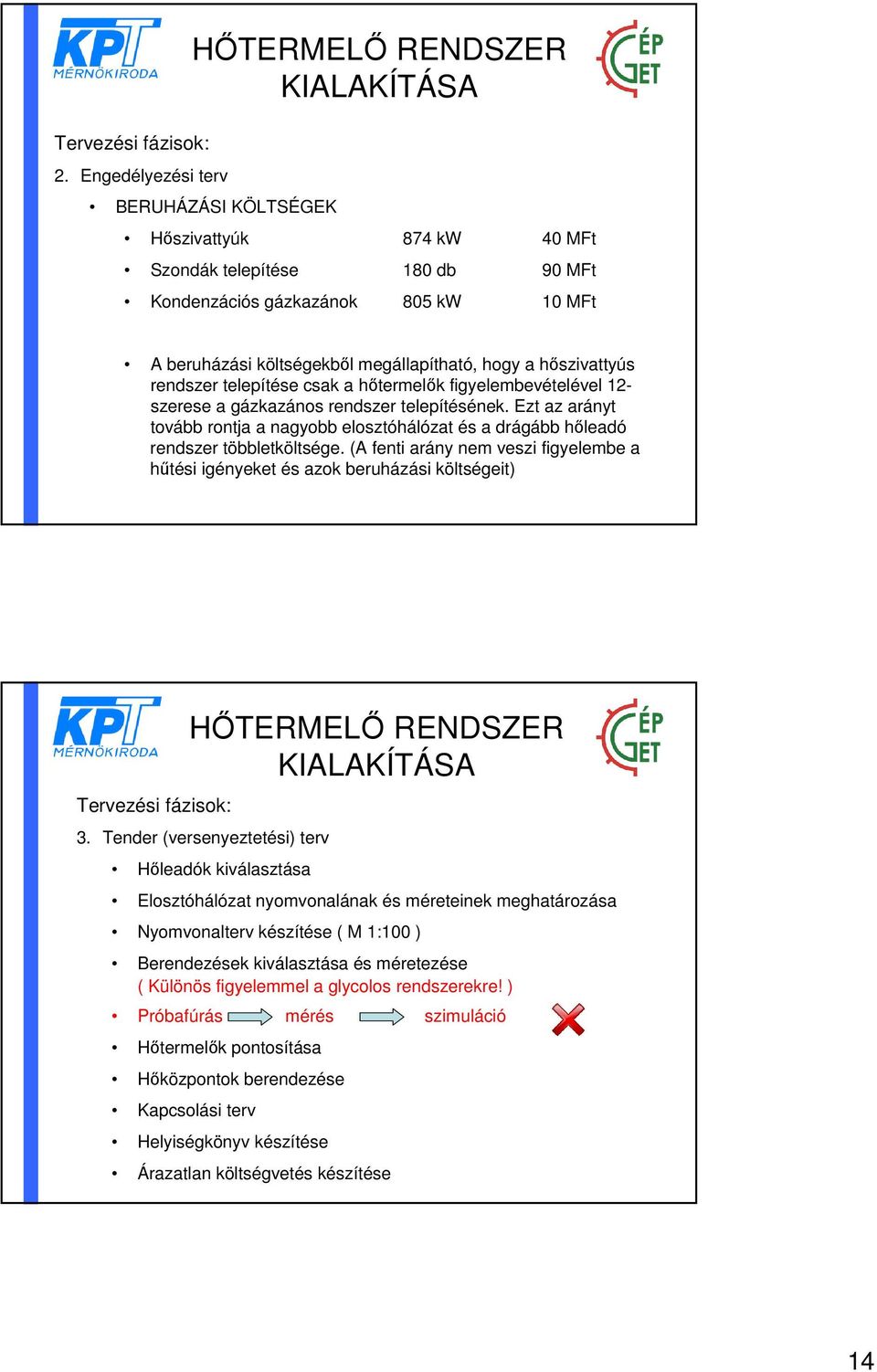 (A fenti arány nem veszi figyelembe a hűtési igényeket és azok beruházási költségeit) 3.