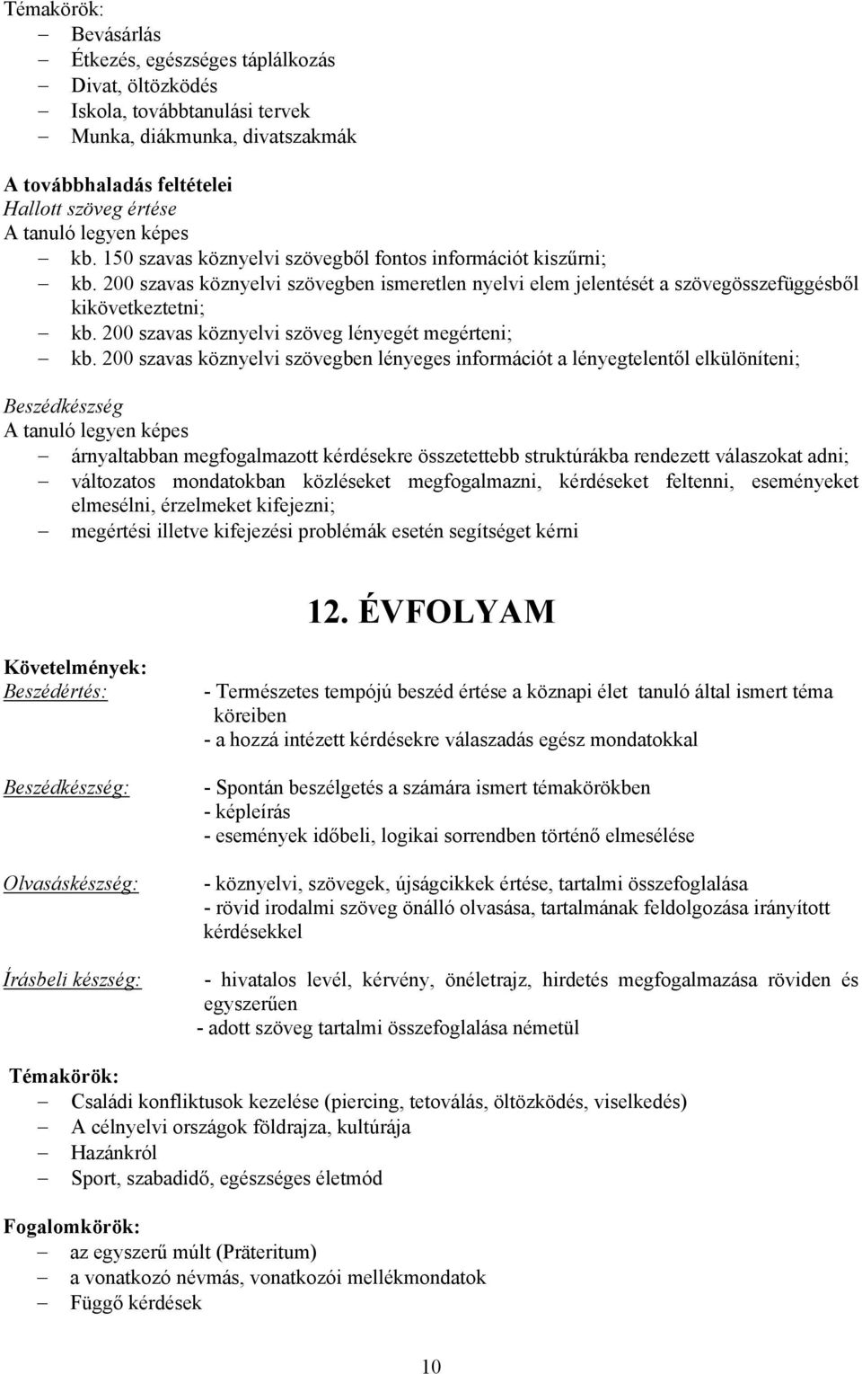 200 szavas köznyelvi szöveg lényegét megérteni; kb.