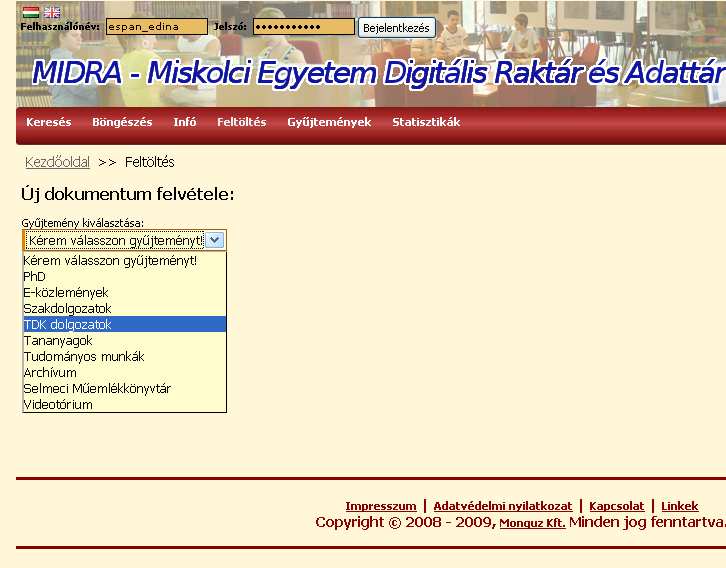 ÚTMUTATÓ TDK dolgozatok feltöltéséhez a MIDRA adatbázisba A MIDRA a Miskolci Egyetem Digitális Raktára és Adattára, ami gyűjti és kereshetővé teszi az egyetemünkön keletkező valamennyi tudományos