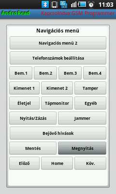 SMS átirányítása a 8 értesítendő telefonszám egyikére. Figyelem! Soha ne válassza itt ki a modul saját telefonszámát! Ugyanitt SMS programozás biztonsági kód megadása lehetséges.