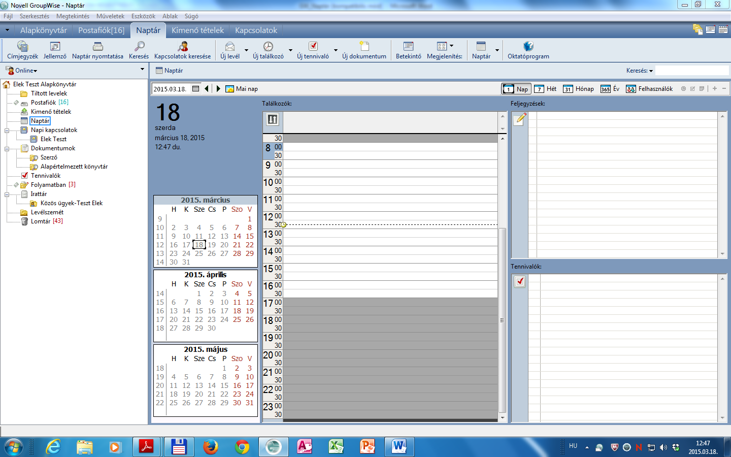 - 1 - Fő me nü Naptár kezelése a GroupWise-ban A GroupWise levelező rendszer naptára ( ) egy elektronikus határidőnapló, ahol, mint a hagyományos határidőnaplókban tárolhatjuk az összes találkozóink