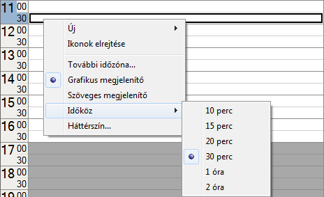 - 4 - A jobb egér billentyűvel a Naptár eszköztárra történő kattintás után a megjelenő menüben elvégezhetjük a Naptár nézet testre szabását: További beállításokat végezhetünk, ha a naptár valamely