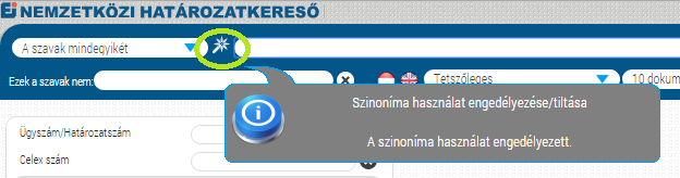 Szinonimákkal bővített keresés - Választható funkció - A keresőbe begépelt kulcsszavakhoz a