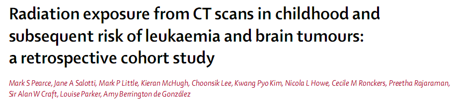 Computer tomográf (CT) vizsgálatok kockázata gyerekekben Követett populáció ~178000 1985-2002.