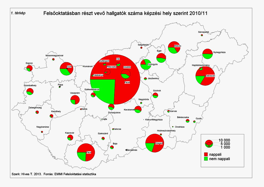 Csak magyarországi képzési helyek 47 településen, 68 intézményben folyt