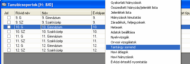Magatartás és Szorgalom osztályokhoz kapcsolása csoportosan (Új lehetőség) 1.