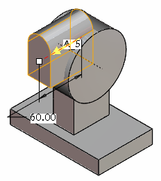CAD - CAM ALAPOK PRO ENGINEER OKTATÓANYAG Szimmetrikus kihúzás A félhenger vázlata a FRONT síkon készült, ami egyúttal szimmetriasík.