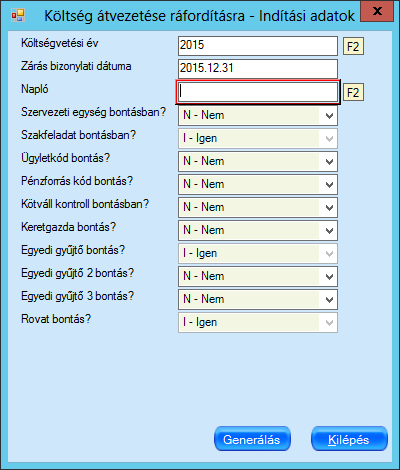 Az egyes menüpontokhoz tartozó évzáró számlaszámok a FŐKÖNYV MODUL / TÖRZSEK / SZÁMLA / A) SZÁMLATÜKÖR MENÜPONTBAN az adott számlához rendelt Évzáró számla