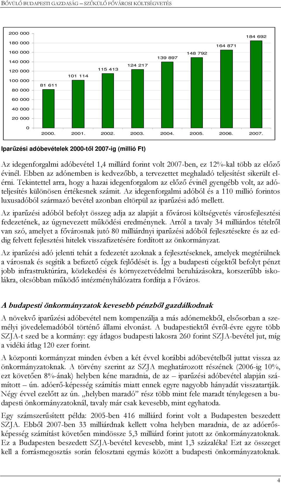 Ebben az adónemben is kedvezıbb, a tervezettet meghaladó teljesítést sikerült elérni.