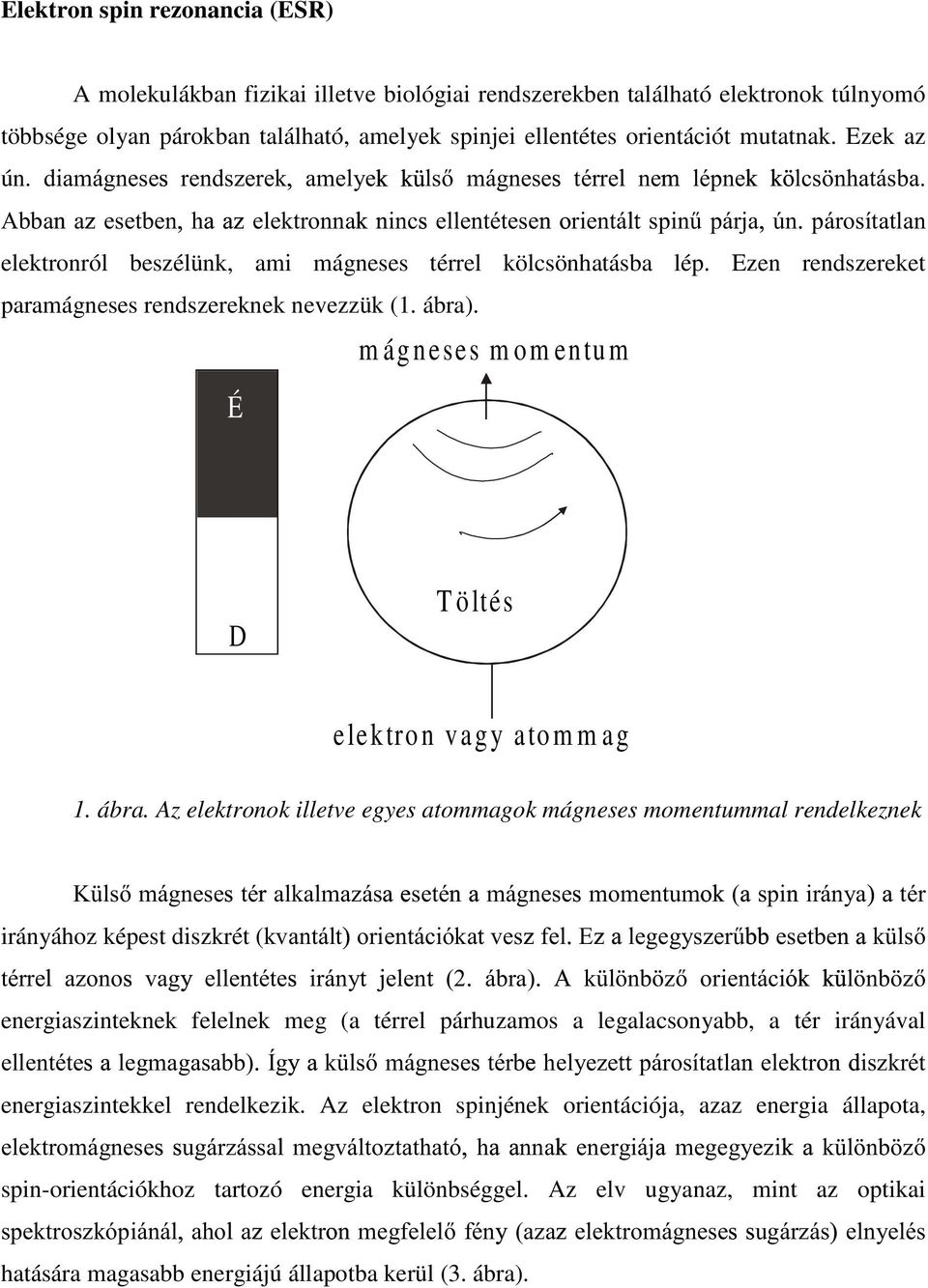 GLDPiJQHVH $EED UHQGV]HUHN DPHO\H OV PiJQHVH WpUUH QH OpSQH OFV QKDWiVED D HVHWEHQ K HOHNWURQQD LQF HOOHQWpWHVH ULHQWi VSLQ& SiUMD ~Q SiURVtWDWODQ elektronról beszélünk, ami mágneses térrel