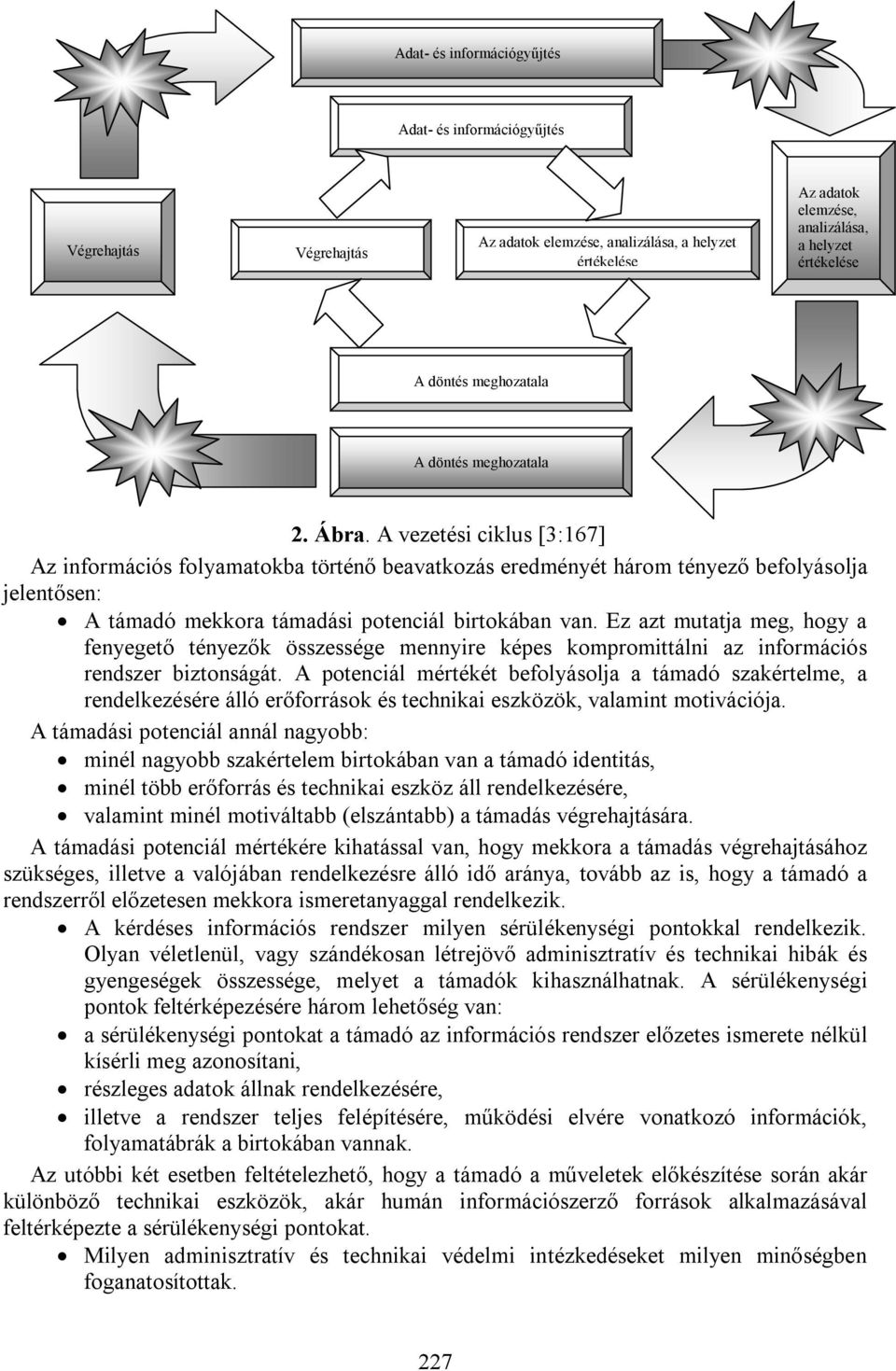 A vezetési ciklus [3:167] Az információs folyamatokba történő beavatkozás eredményét három tényező befolyásolja jelentősen: A támadó mekkora támadási potenciál birtokában van.