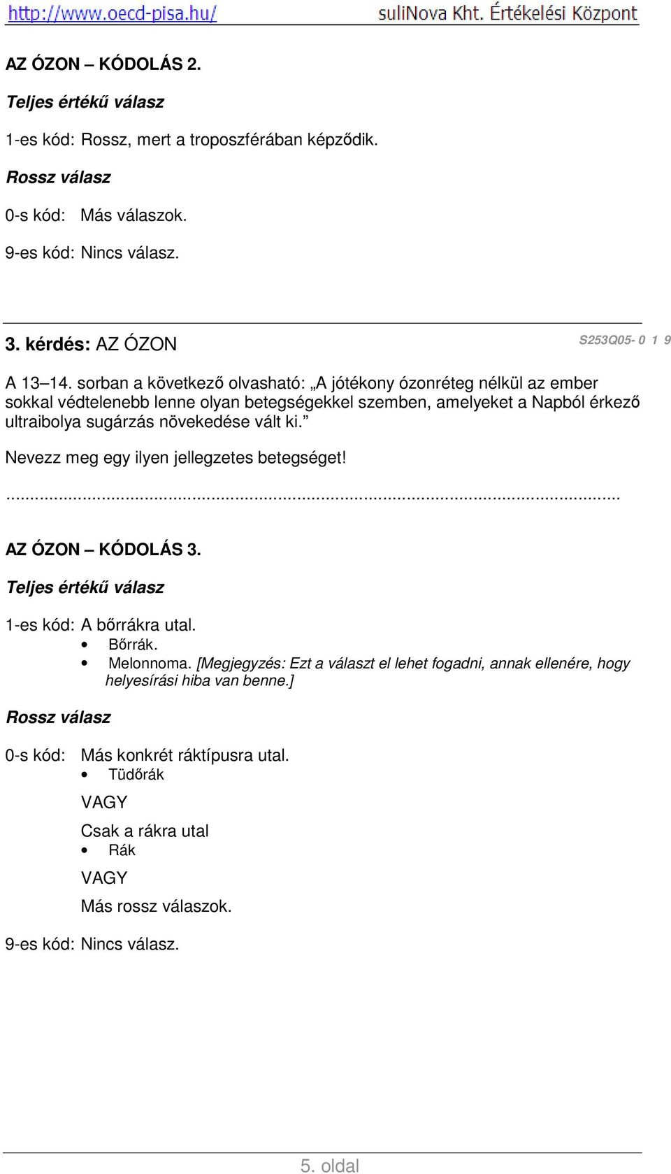 növekedése vált ki. Nevezz meg egy ilyen jellegzetes betegséget! AZ ÓZON KÓDOLÁS 3. 1-es kód: A brrákra utal. Brrák. Melonnoma.