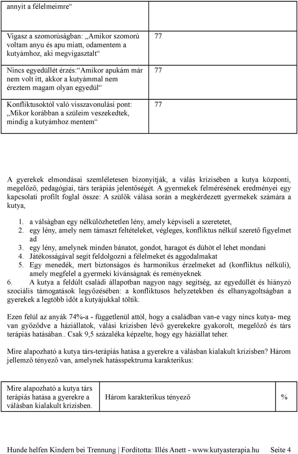 bizonyítják, a válás krízisében a kutya központi, megelőző, pedagógiai, társ terápiás jelentőségét.