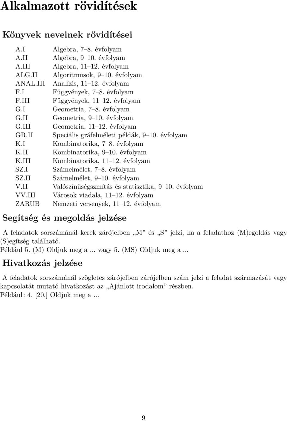 évfolyam Geometria, 11 12. évfolyam Speciális gráfelméleti példák, 9 10. évfolyam Kombinatorika, 7 8. évfolyam Kombinatorika, 9 10. évfolyam Kombinatorika, 11 12. évfolyam Számelmélet, 7 8.