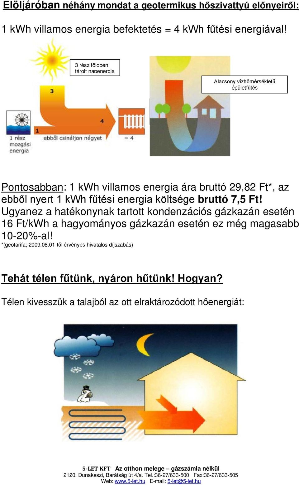 fűtési energia költsége bruttó 7,5 Ft!