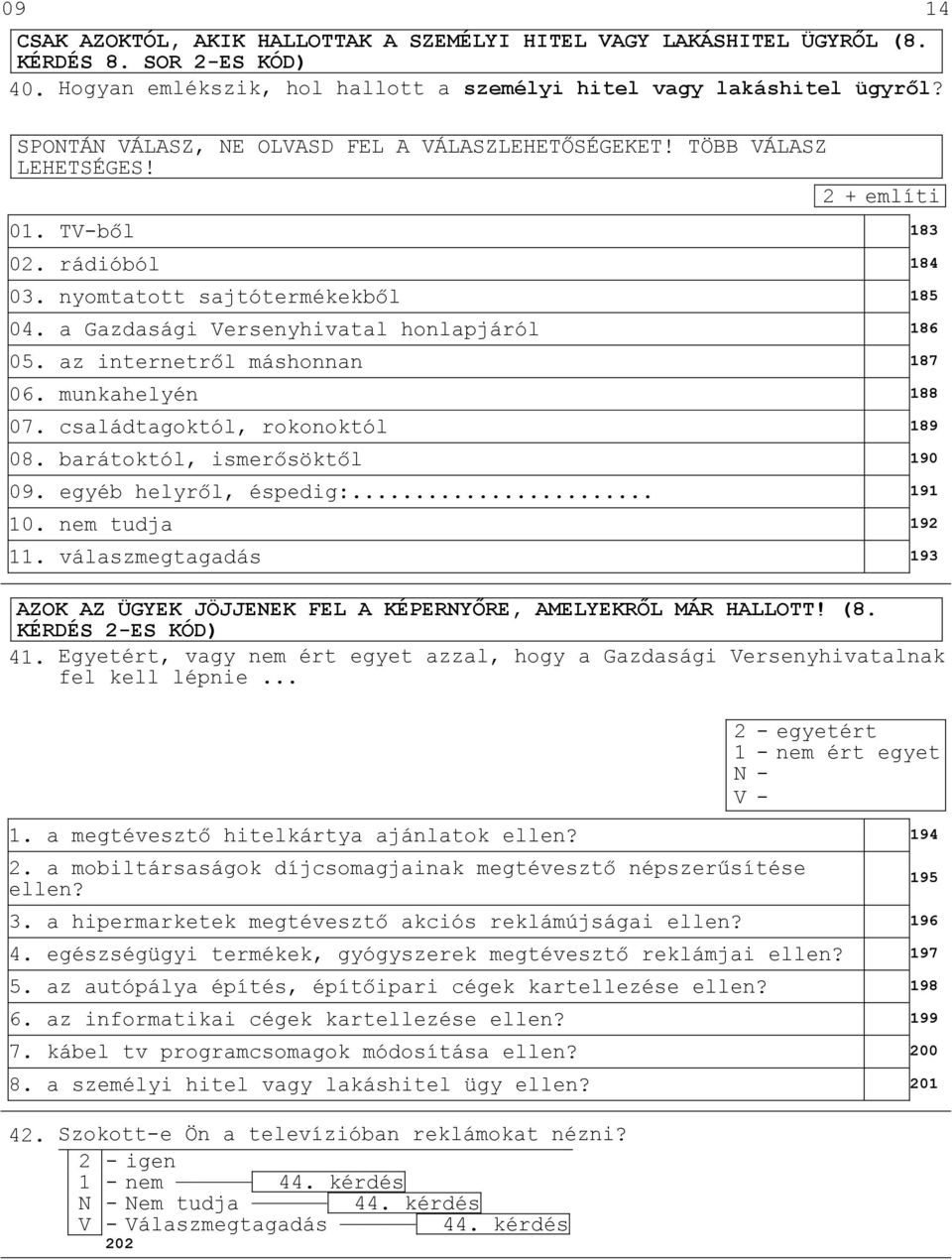 a Gazdasági Versenyhivatal honlapjáról 186 05. az internetrıl máshonnan 187 06. munkahelyén 188 07. családtagoktól, rokonoktól 189 08. barátoktól, ismerısöktıl 190 09. egyéb helyrıl, éspedig:... 191 10.