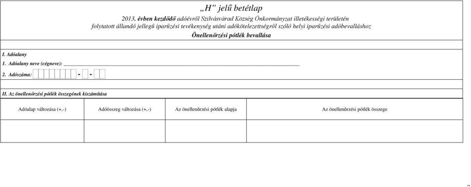 Az önellenőrzési pótlék összegének kiszámítása Adóalap