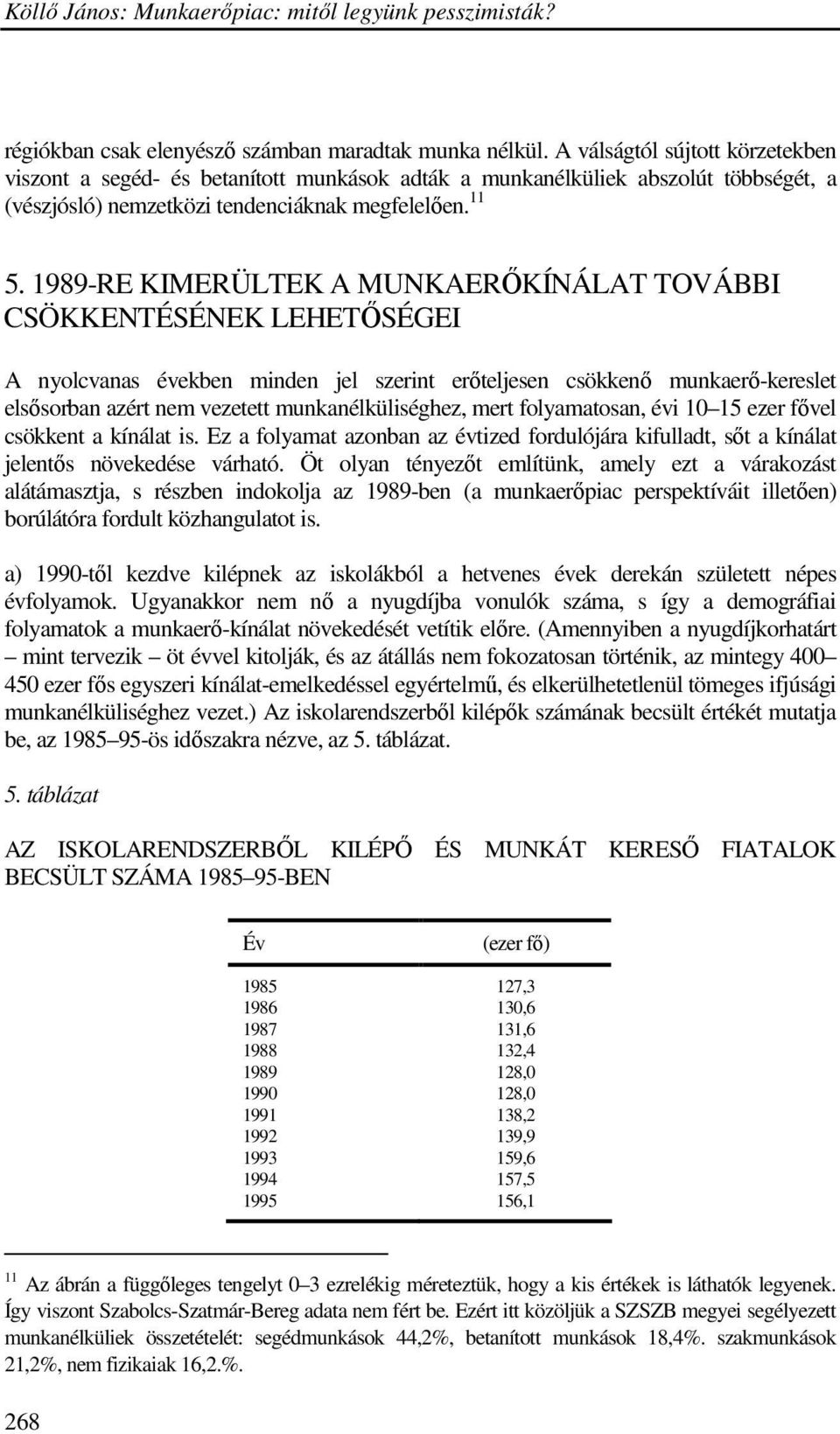 1989-RE KIMERÜLTEK A MUNKAERİKÍNÁLAT TOVÁBBI CSÖKKENTÉSÉNEK LEHETİSÉGEI A nyolcvanas években minden jel szerint erıteljesen csökkenı munkaerı-kereslet elsısorban azért nem vezetett