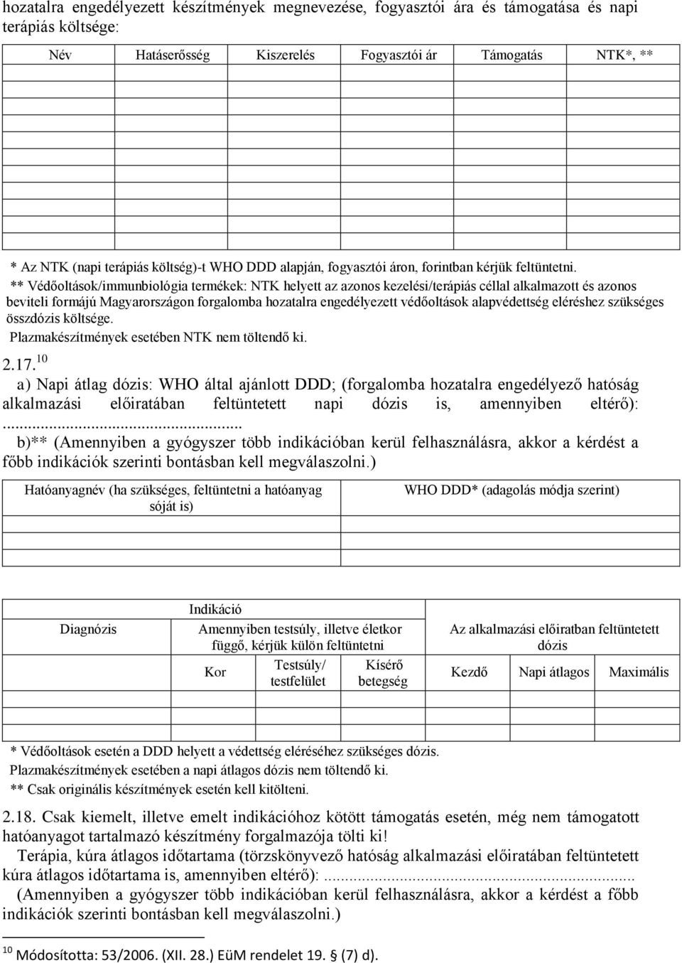 ** Védőoltások/immunbiológia termékek: NTK helyett az azonos kezelési/terápiás céllal alkalmazott és azonos beviteli formájú Magyarországon forgalomba hozatalra engedélyezett védőoltások