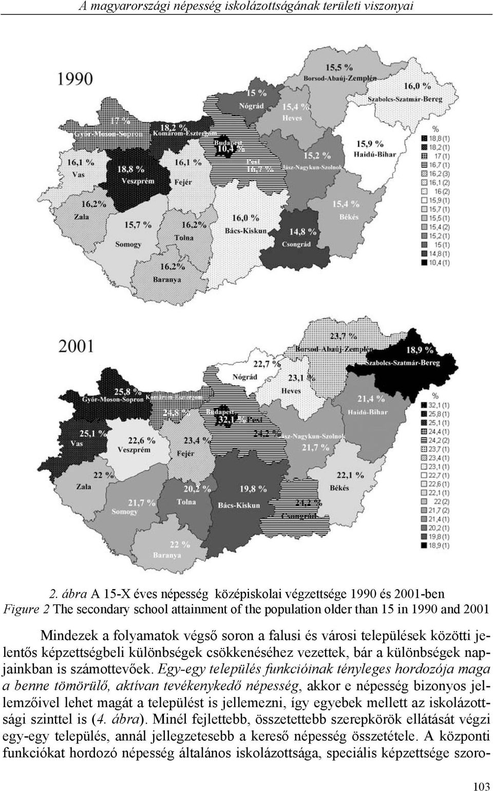 falusi és városi települések közötti jelentős képzettségbeli különbségek csökkenéséhez vezettek, bár a különbségek napjainkban is számottevőek.