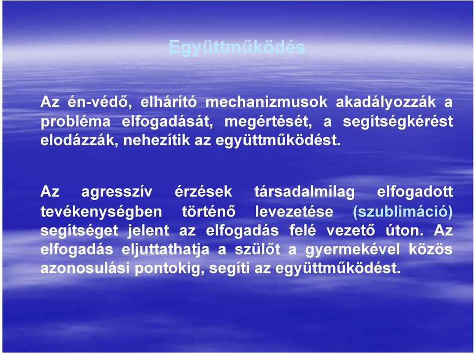 Az agresszív érzések társadalmilag elfogadott tevékenységben történő levezetése (szublimáció)