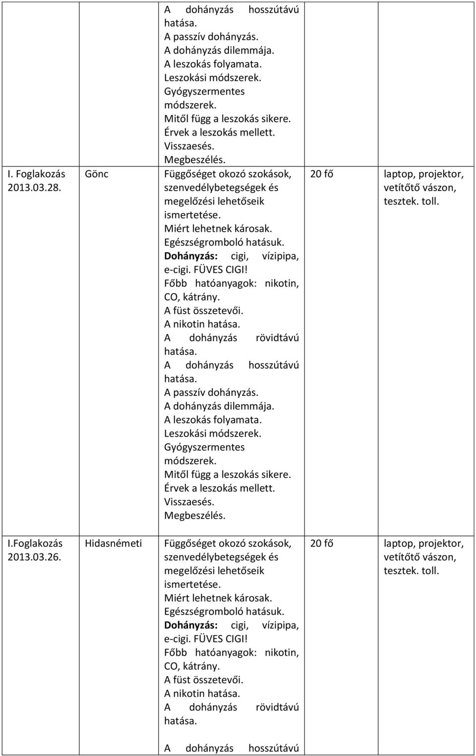 Egészségromboló hatásuk. Dohányzás: cigi, vízipipa, e-cigi. FÜVES CIGI! Főbb hatóanyagok: nikotin, CO, kátrány. A füst összetevői. A nikotin hatása. A dohányzás rövidtávú hatása.