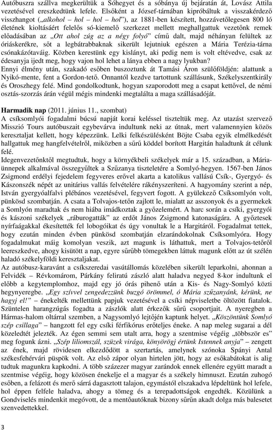 meghallgattuk vezetőnk remek előadásában az Ott ahol zúg az a négy folyó című dalt, majd néhányan felültek az óriáskerékre, sőt a legbátrabbaknak sikerült lejutniuk egészen a Mária Terézia-tárna