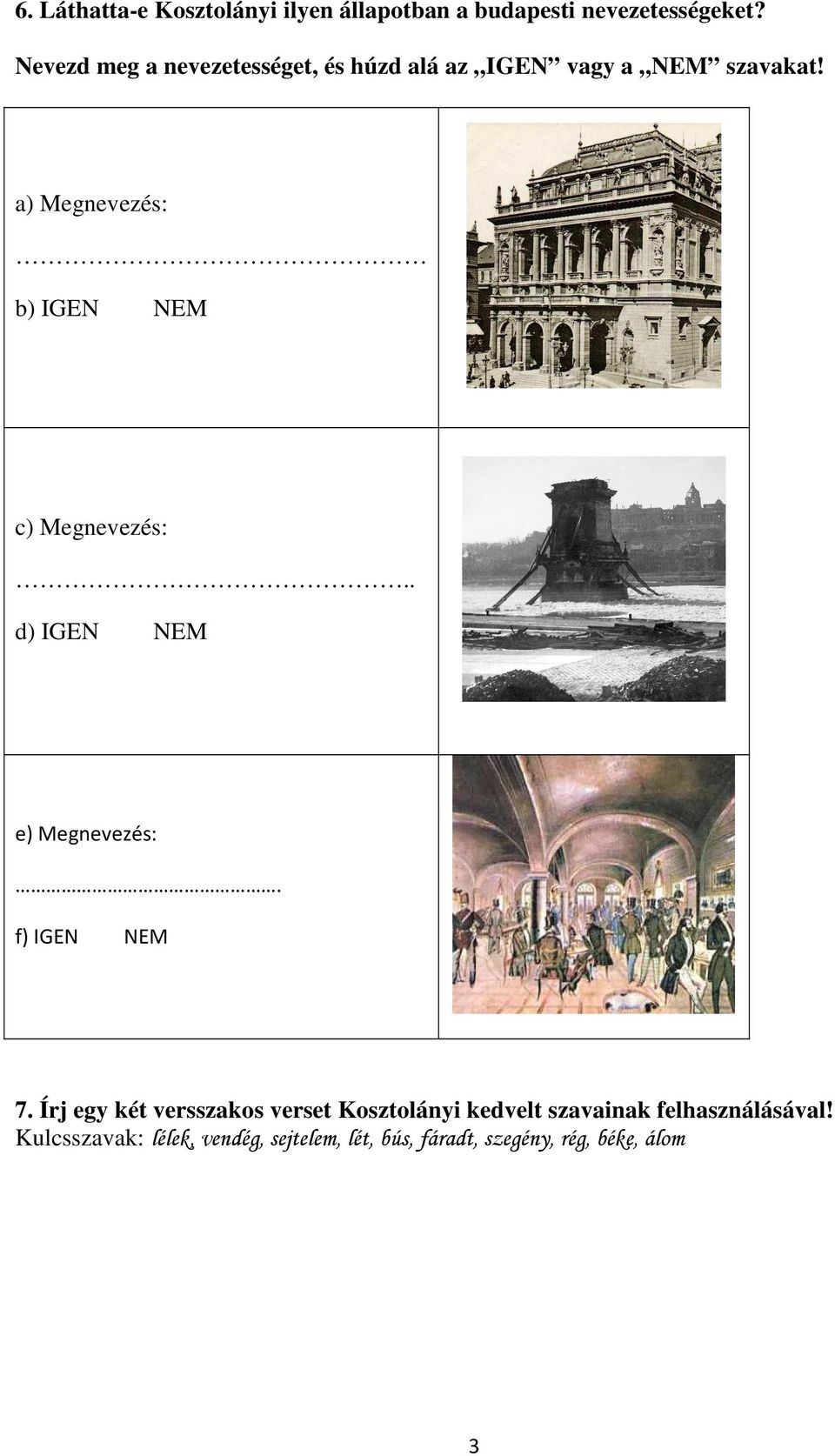 a) Megnevezés: b) IGEN NEM c) Megnevezés:.. d) IGEN NEM e) Megnevezés:. f) IGEN NEM 7.