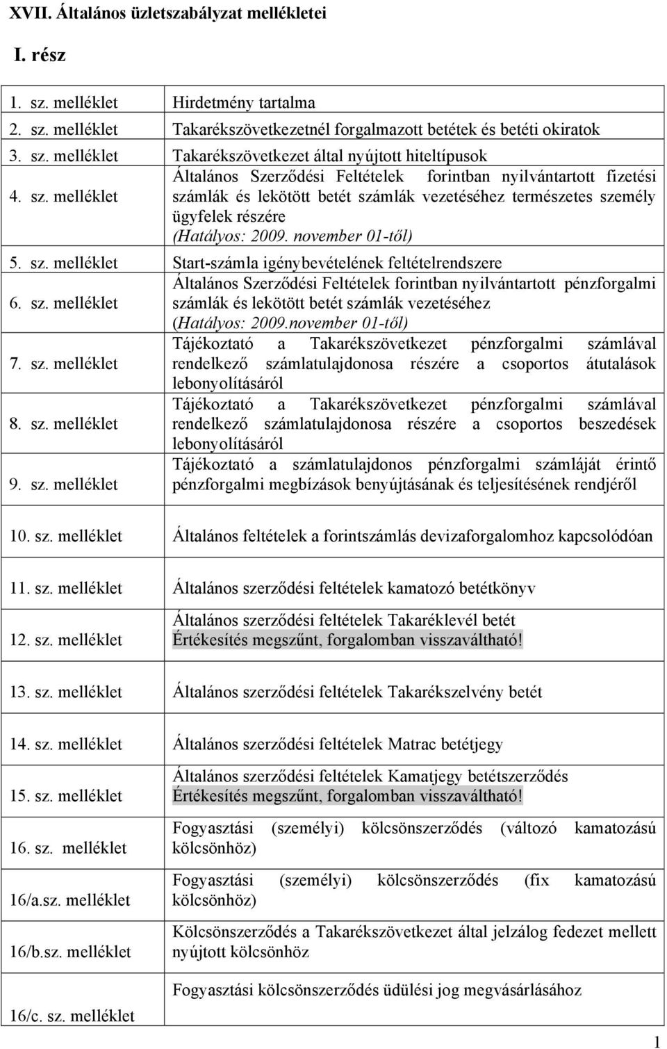 sz. melléklet számlák és lekötött betét számlák vezetéséhez (Hatályos: 2009.november 01-től) Tájékoztató a Takarékszövetkezet pénzforgalmi számlával 7. sz. melléklet rendelkező számlatulajdonosa részére a csoportos átutalások lebonyolításáról Tájékoztató a Takarékszövetkezet pénzforgalmi számlával 8.