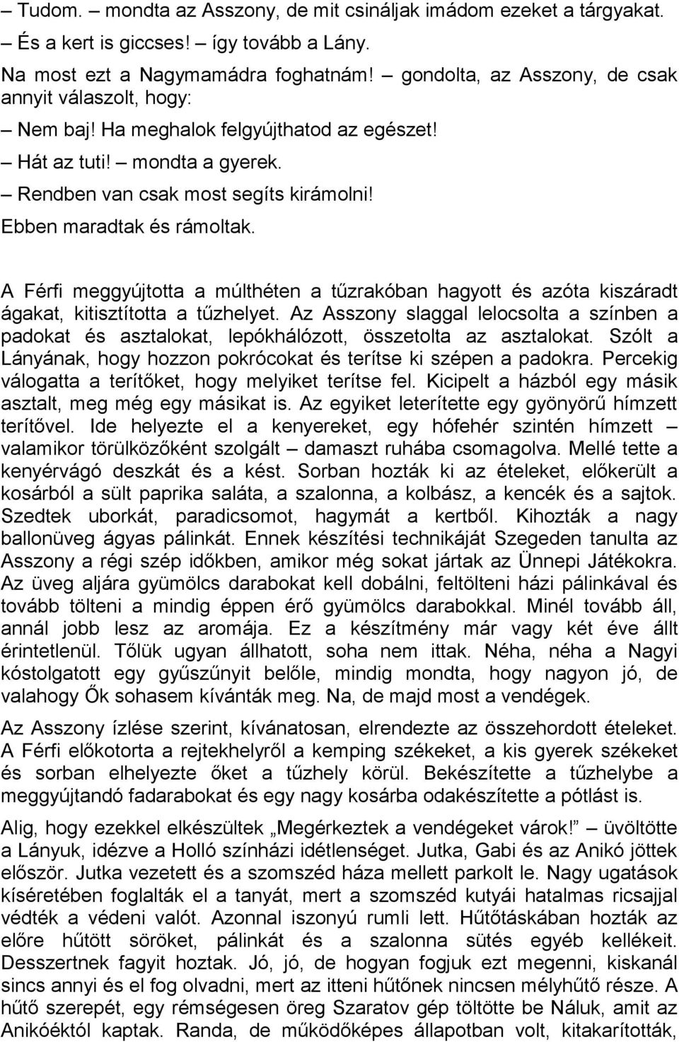 A Férfi meggyújtotta a múlthéten a tűzrakóban hagyott és azóta kiszáradt ágakat, kitisztította a tűzhelyet.