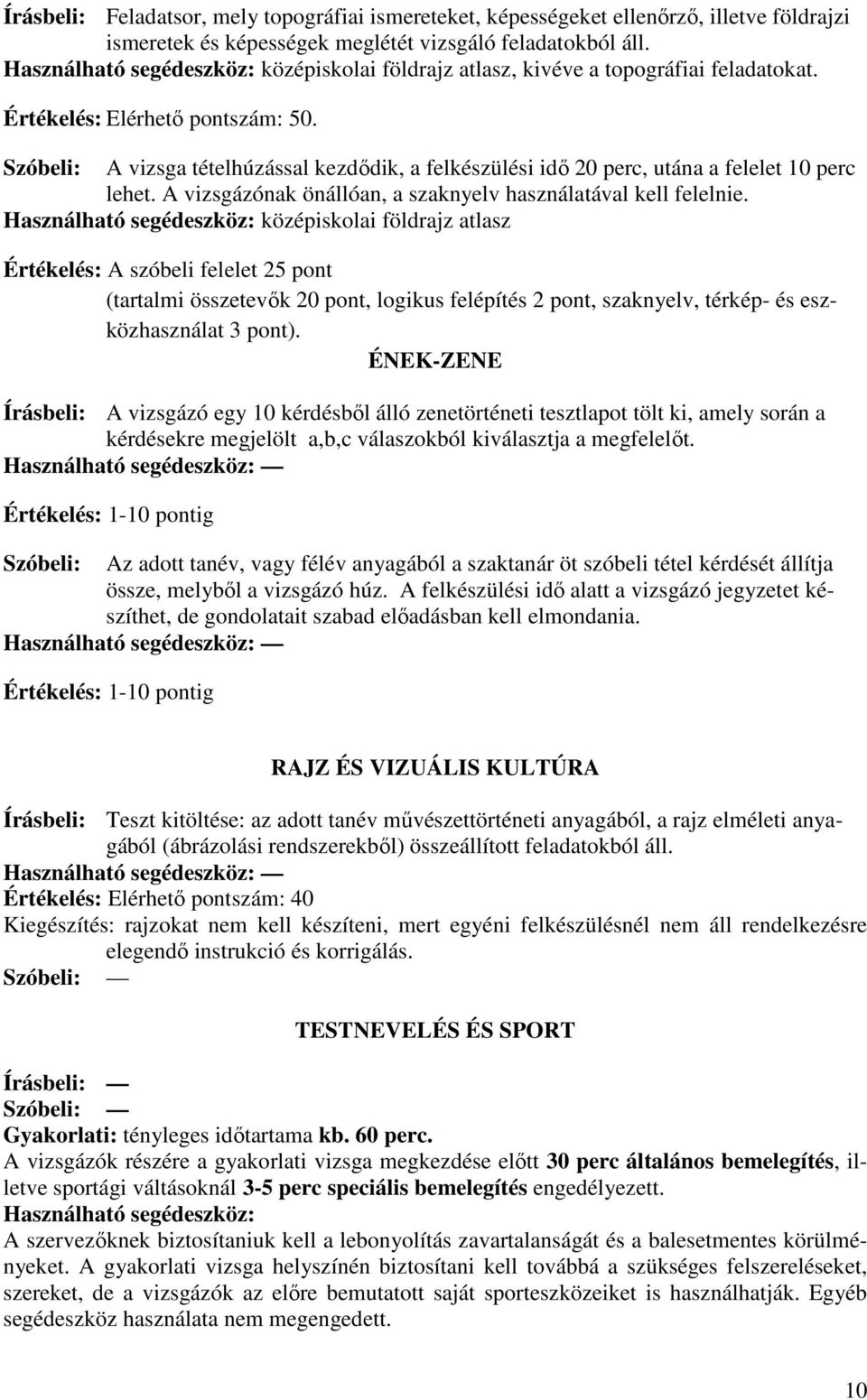 Szóbeli: A vizsga tételhúzással kezdődik, a felkészülési idő 20 perc, utána a felelet 10 perc lehet. A vizsgázónak önállóan, a szaknyelv használatával kell felelnie.