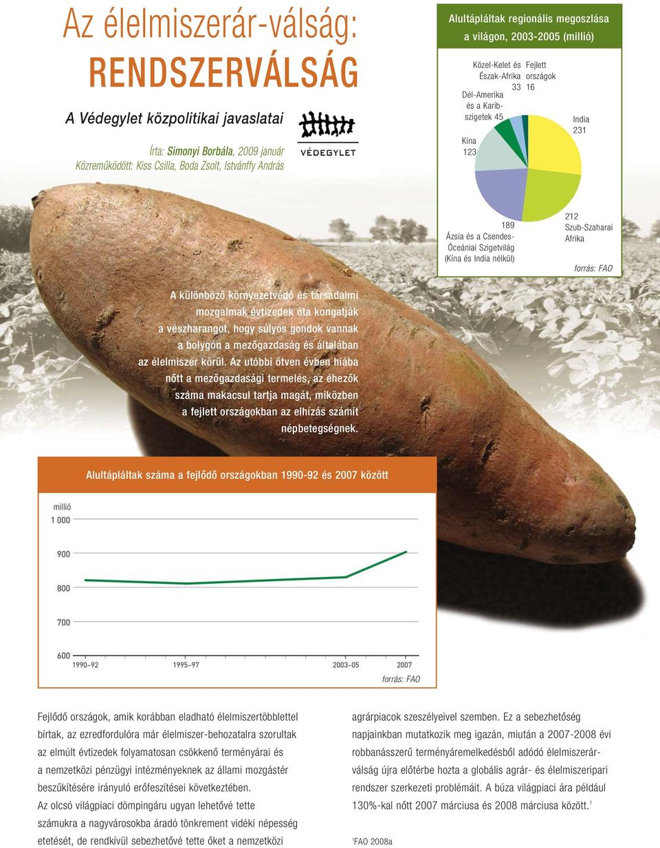 India nélkül) 212 Szub-Szaharai Afrika forrás: FAO A különbözô környezetvédô és társadalmi mozgalmak évtizedek óta kongatják a vészharangot, hogy súlyos gondok vannak a bolygón a mezôgazdaság és