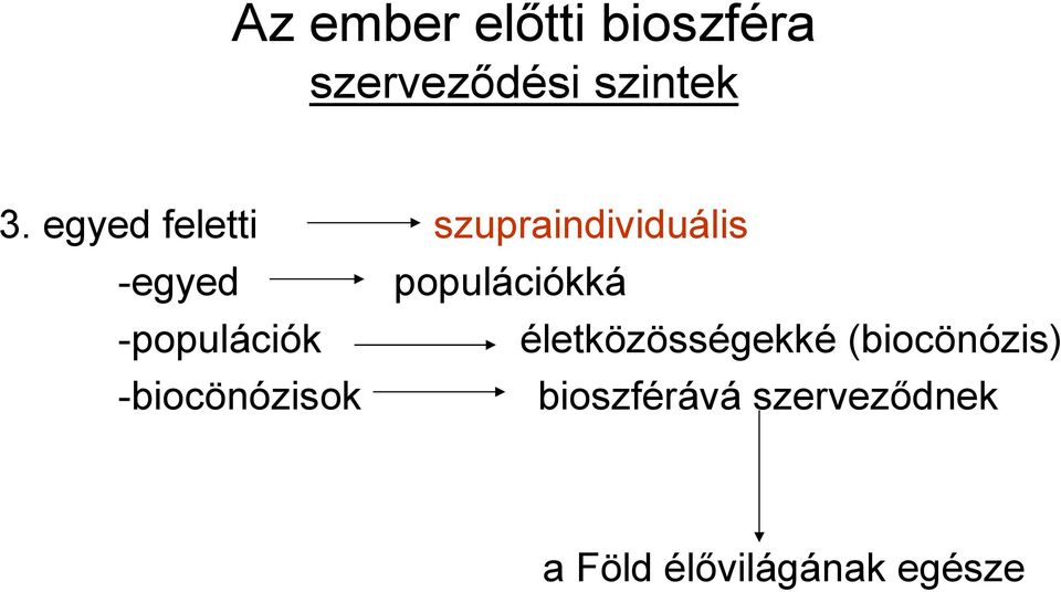 -populációk életközösségekké (biocönózis)