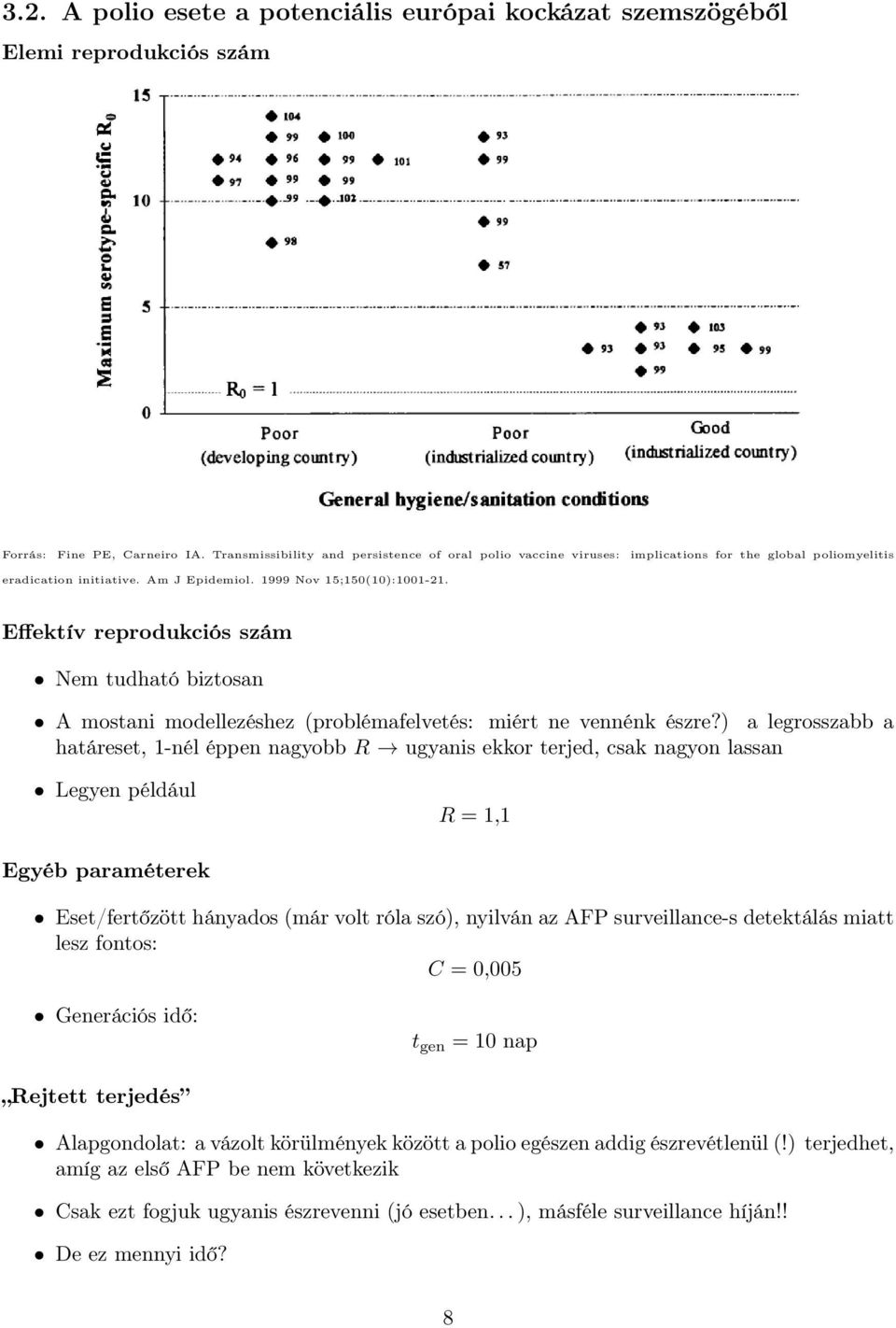 Effektív reprodukciós szám Nem tudható biztosan A mostani modellezéshez (problémafelvetés: miért ne vennénk észre?