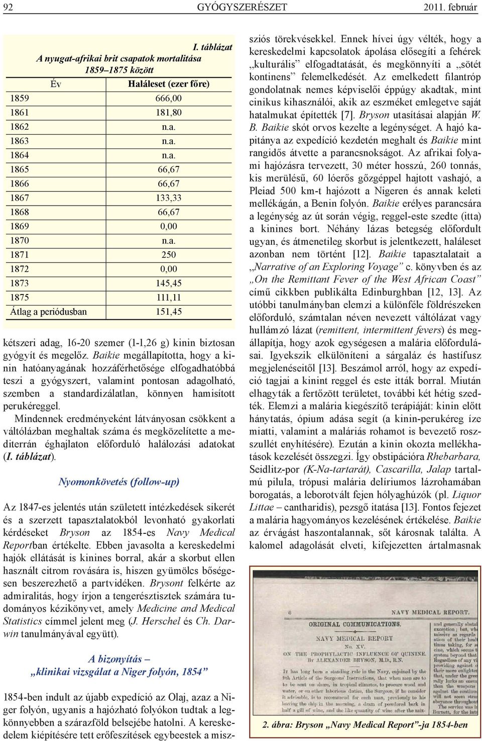 Baikie megállapította, hogy a kinin hatóanyagának hozzáférhetősége elfogadhatóbbá teszi a gyógyszert, valamint pontosan adagolható, szemben a standardizálatlan, könnyen hamisított perukéreggel.