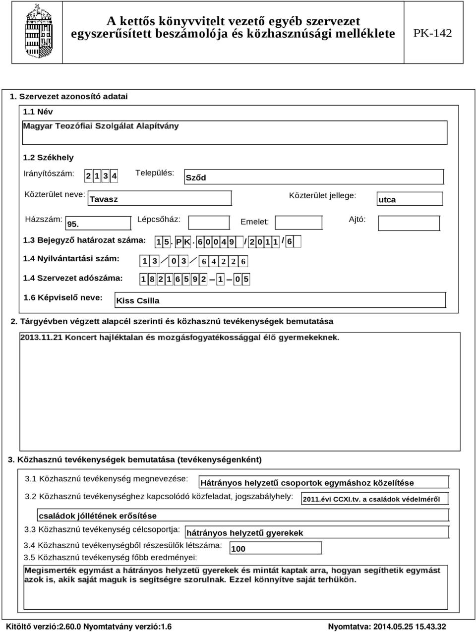 Tárgyévben végzett alapcél szerinti és közhasznú tevékenységek bemutatása Szöveg 3. Közhasznú tevékenységek bemutatása (tevékenységenként) 3.